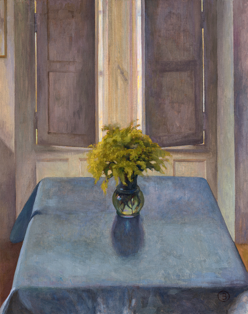 Mimosa mantel azul